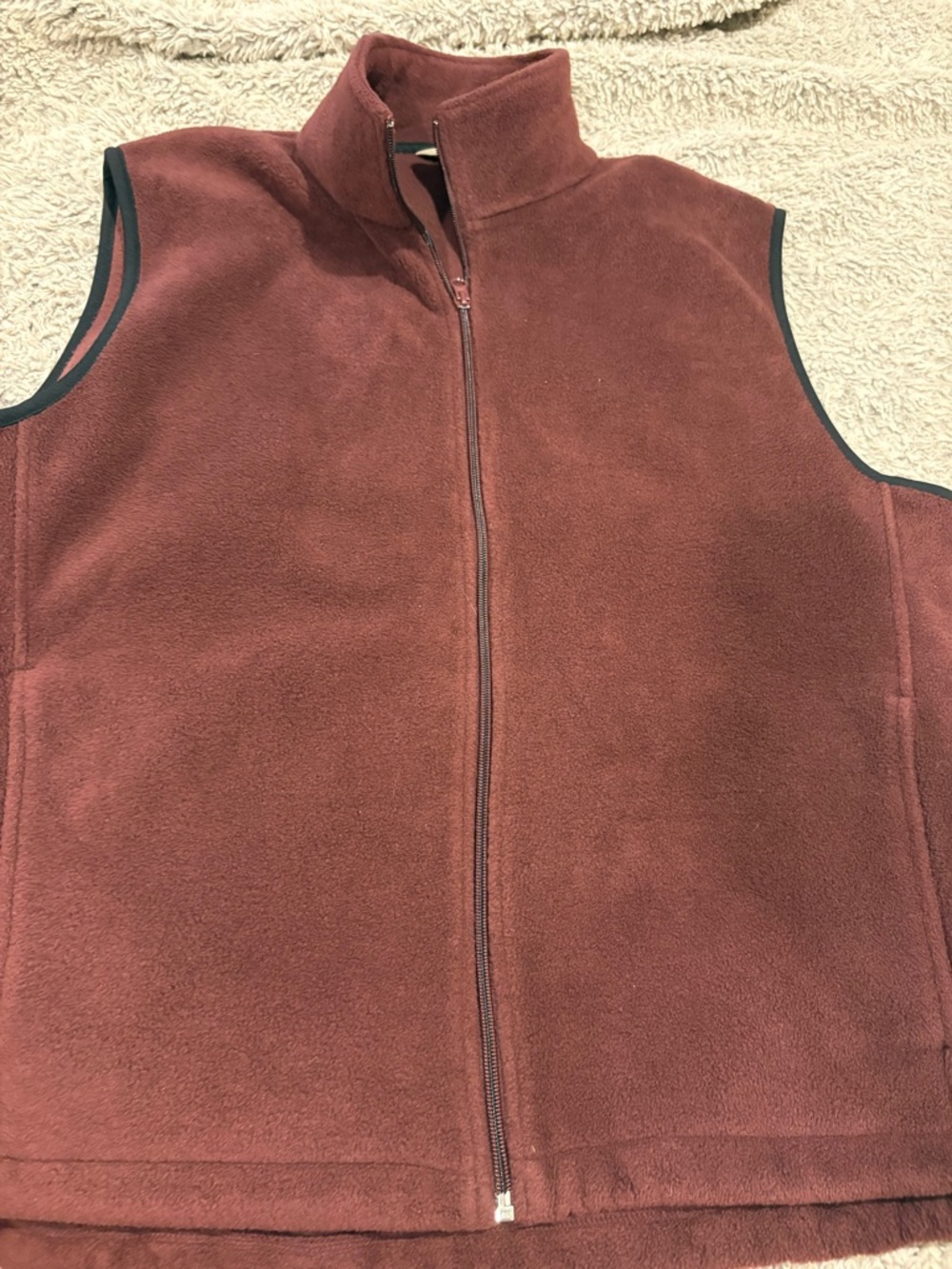 Woolrich Fleece Vest Mens Large Burgundy‎ Full Zip Mock Neck Gorpcore Outdoor L